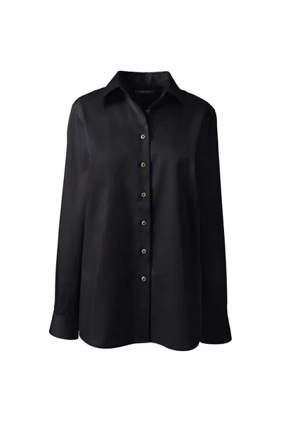 Lands' End School Uniform Women's Long Sleeve Performance Twill Shirt In Black