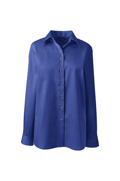 Lands' End School Uniform Women's Long Sleeve Performance Twill Shirt In Blue