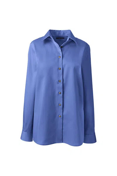 Lands' End School Uniform Women's Long Sleeve Performance Twill Shirt In Blue