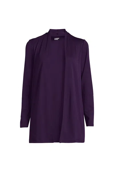 Lands' End School Uniform Women's Long Sleeve Supima Micro Modal Open Cardigan Tunic In Purple