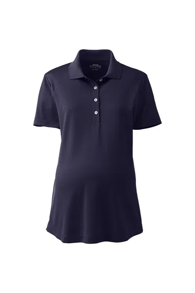 Lands' End School Uniform Women's Maternity Active Solid Polo In Blue