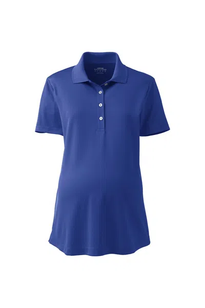 Lands' End School Uniform Women's Maternity Active Solid Polo In Blue