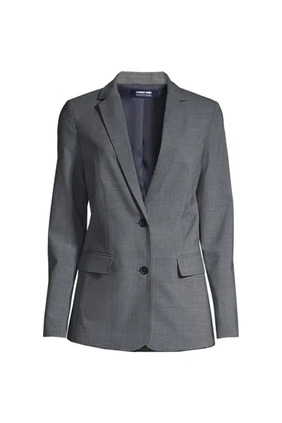 Lands' End School Uniform Women's Petite Washable Wool Two Button 26 Inch Blazer In Gray