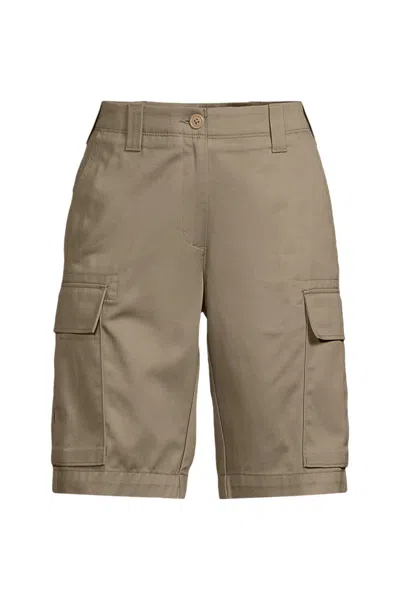 Lands' End School Uniform Women's Plus Chino Cargo Short In Neutral
