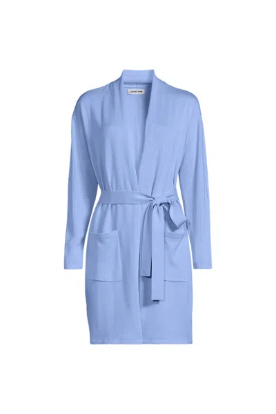 Lands' End School Uniform Women's Plus Cotton Modal Tie Waist Duster Cardigan Sweater In Blue