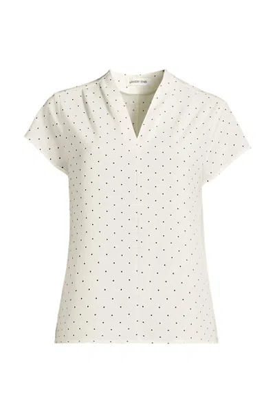 Lands' End School Uniform Women's Plus Crepe Short Sleeve Vneck Blouse In Multi