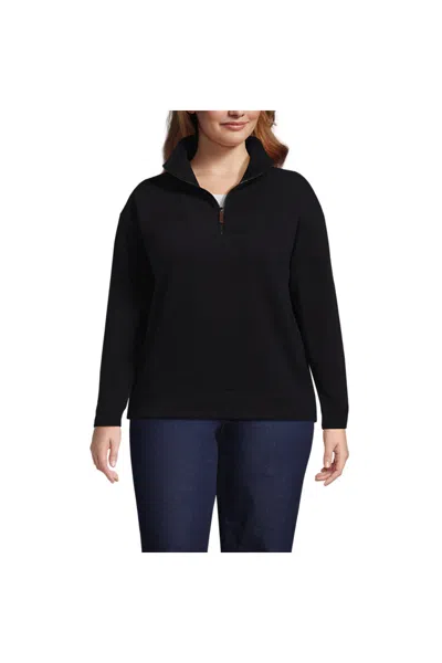 LANDS' END SCHOOL UNIFORM WOMEN'S PLUS FRENCH RIB BEDFORD QUARTER ZIP PULLOVER TOP