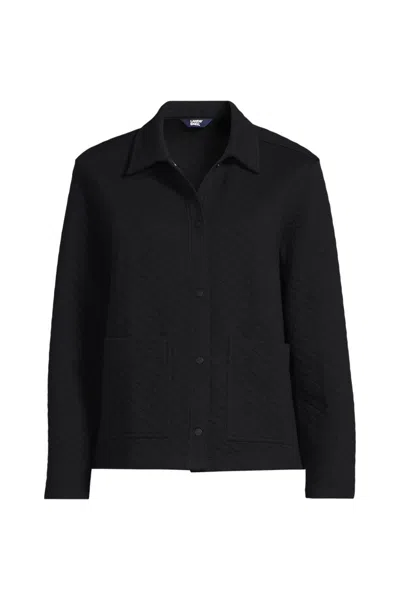 Lands' End School Uniform Women's Plus Quilted Shirt Jacket In Black