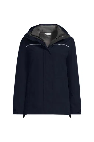 Lands' End School Uniform Women's Plus Size 3-in-1 Squall Jacket In Blue
