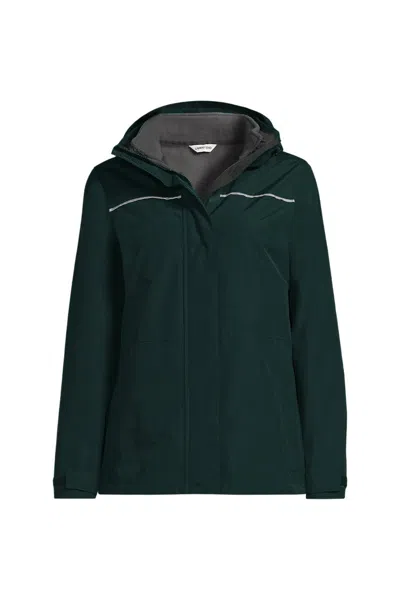 Lands' End School Uniform Women's Plus Size 3-in-1 Squall Jacket In Green