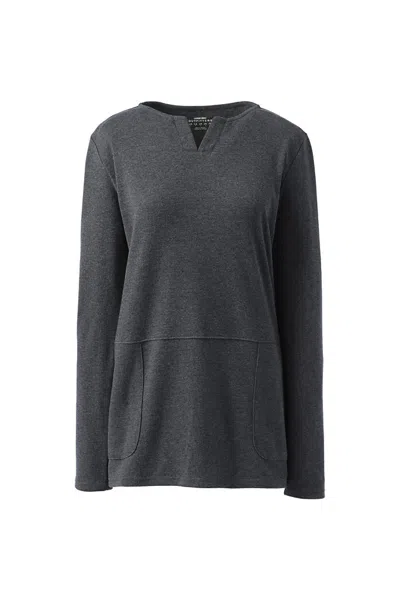 Lands' End School Uniform Women's Plus Size Cotton Polyester Long Sleeve Tunic With Pockets In Gray