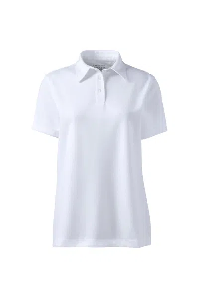 Lands' End School Uniform Women's Plus Size Short Sleeve Active Pique Polo In White