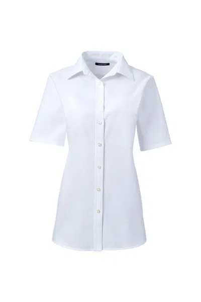 Lands' End School Uniform Women's Plus Size Short Sleeve Oxford Shirt In White