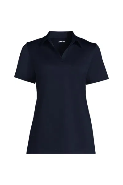 Lands' End School Uniform Women's Plus Size Short Sleeve Rapid Dry Sport Neck Polo Shirt In Black