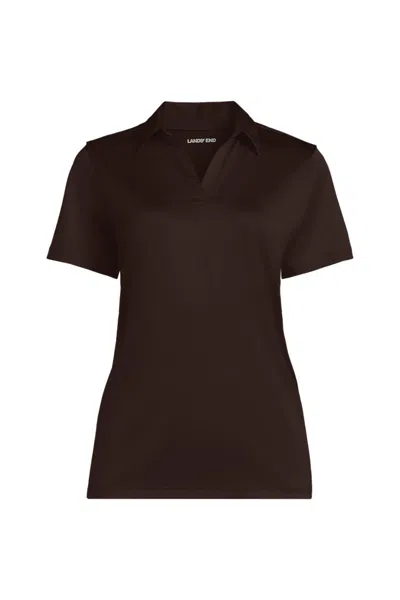Lands' End School Uniform Women's Plus Size Short Sleeve Rapid Dry Sport Neck Polo Shirt In Brown