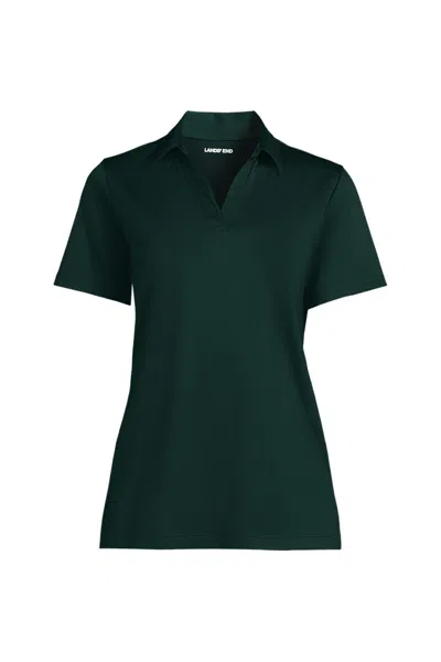 Lands' End School Uniform Women's Plus Size Short Sleeve Rapid Dry Sport Neck Polo Shirt In Green