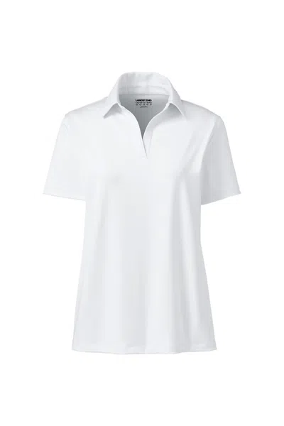 Lands' End School Uniform Women's Plus Size Short Sleeve Rapid Dry Sport Neck Polo Shirt In White