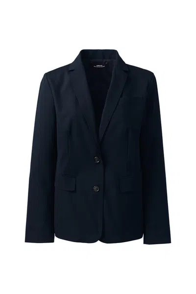 Lands' End School Uniform Women's Plus Size Washable Wool Two Button 26" Blazer In Black