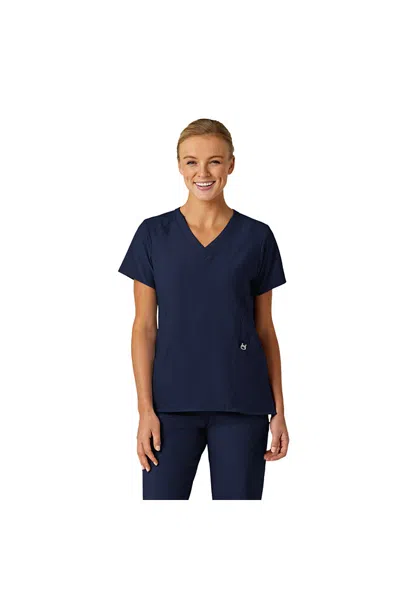 Lands' End School Uniform Women's Plus Wink W123 Stylized V-neck Scrub Top In Blue
