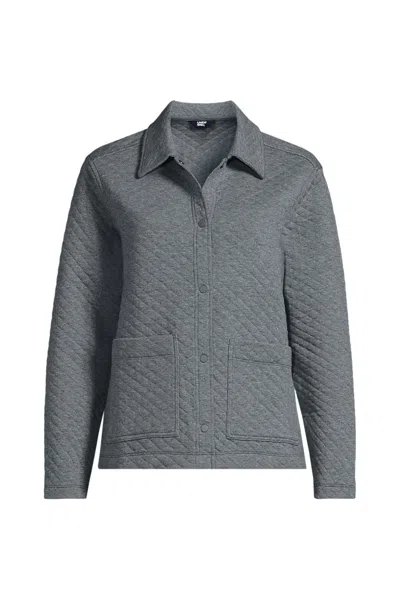 Lands' End School Uniform Women's Quilted Shirt Jacket In Gray