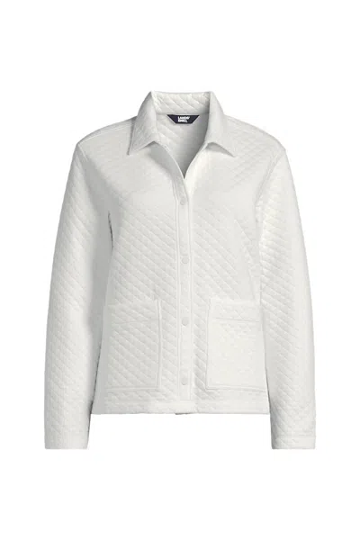 Lands' End School Uniform Women's Quilted Shirt Jacket In White