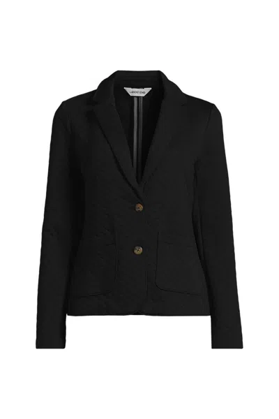 Lands' End School Uniform Women's Quilted Two Button Blazer In Black