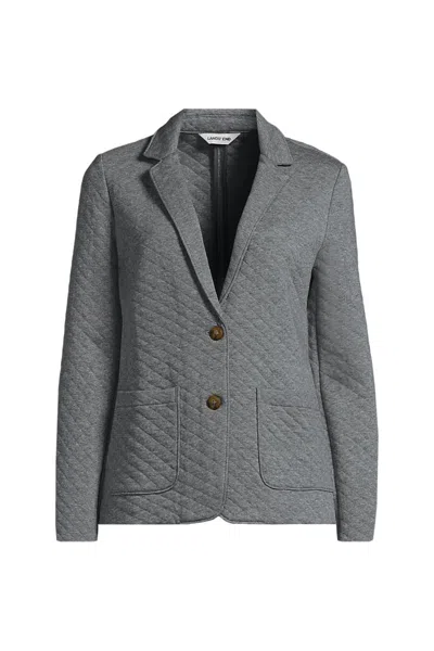 Lands' End School Uniform Women's Quilted Two Button Blazer In Gray