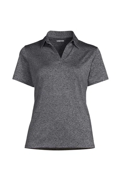 Lands' End School Uniform Women's Rapid Dry Short Sleeve Space Dye Sport Neck Polo Shirt In Gray