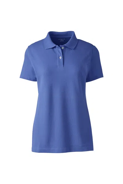 Lands' End School Uniform Women's Short Sleeve Basic Mesh Polo Shirt In Blue