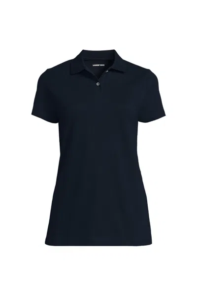 Lands' End School Uniform Women's Short Sleeve Basic Mesh Polo Shirt In Blue