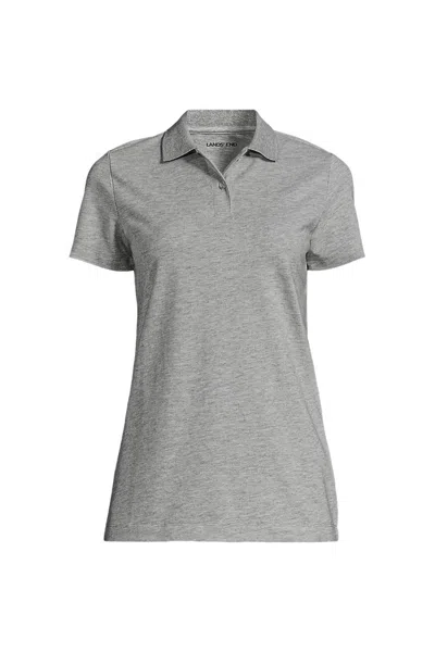 Lands' End School Uniform Women's Short Sleeve Basic Mesh Polo Shirt In Gray