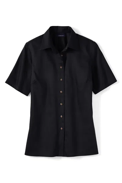 Lands' End School Uniform Women's Short Sleeve Performance Twill Shirt In Black