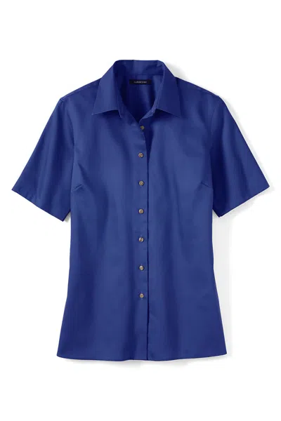 Lands' End School Uniform Women's Short Sleeve Performance Twill Shirt In Blue