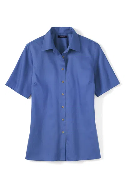 Lands' End School Uniform Women's Short Sleeve Performance Twill Shirt In Blue