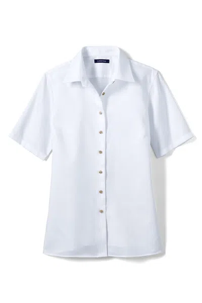 Lands' End School Uniform Women's Short Sleeve Performance Twill Shirt In White