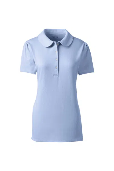 Lands' End School Uniform Women's Short Sleeve Peter Pan Collar Polo Shirt In Blue