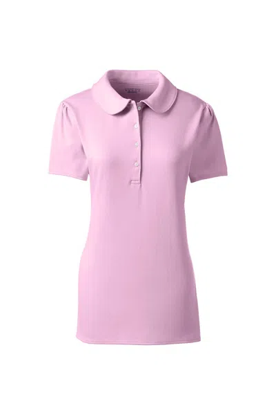 Lands' End School Uniform Women's Short Sleeve Peter Pan Collar Polo Shirt In Pink