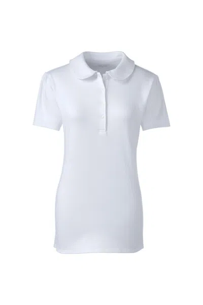 Lands' End School Uniform Women's Short Sleeve Peter Pan Collar Polo Shirt In White