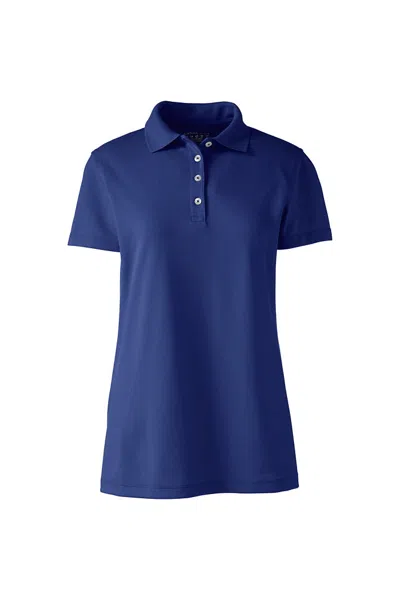 Lands' End School Uniform Women's Short Sleeve Polyester Polo Shirt In Blue