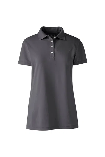 Lands' End School Uniform Women's Short Sleeve Polyester Polo Shirt In Gray