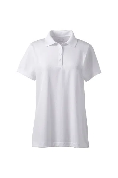 Lands' End School Uniform Women's Short Sleeve Polyester Polo Shirt In White