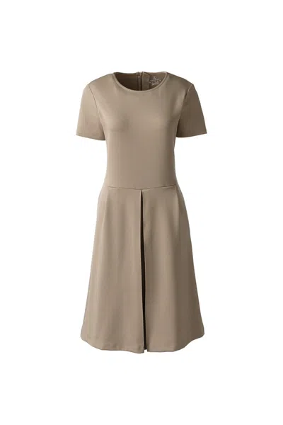 Lands' End School Uniform Women's Short Sleeve Ponte Dress Top Of Knee In Brown