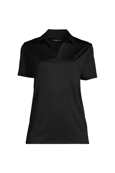 Lands' End School Uniform Women's Short Sleeve Rapid Dry Sport Neck Polo Shirt In Black