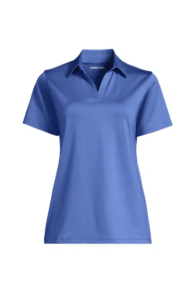 Lands' End School Uniform Women's Short Sleeve Rapid Dry Sport Neck Polo Shirt In Blue