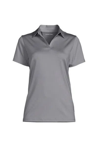 Lands' End School Uniform Women's Short Sleeve Rapid Dry Sport Neck Polo Shirt In Gray