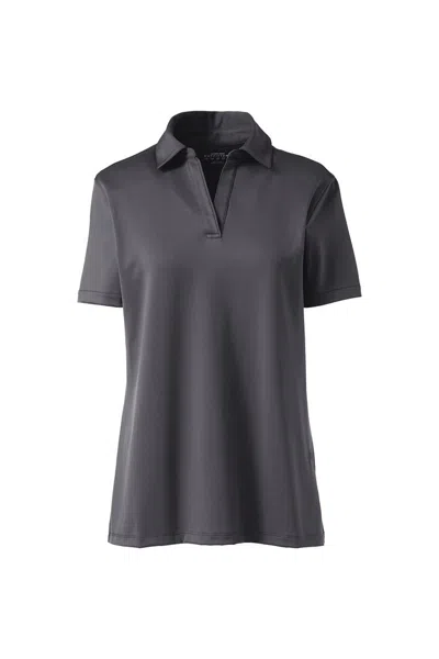 Lands' End School Uniform Women's Short Sleeve Rapid Dry Sport Neck Polo Shirt In Gray