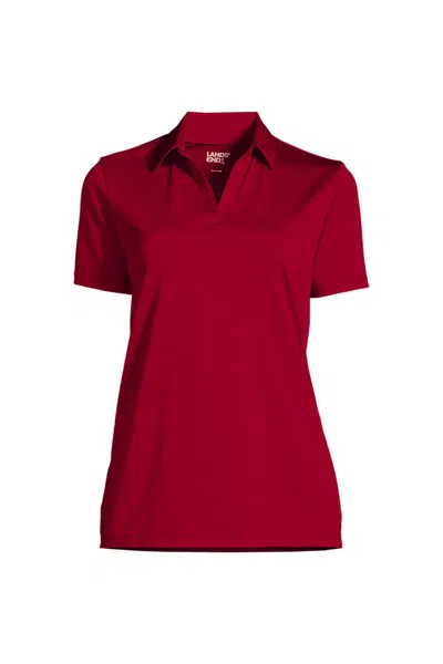 Lands' End School Uniform Women's Short Sleeve Rapid Dry Sport Neck Polo Shirt In Red