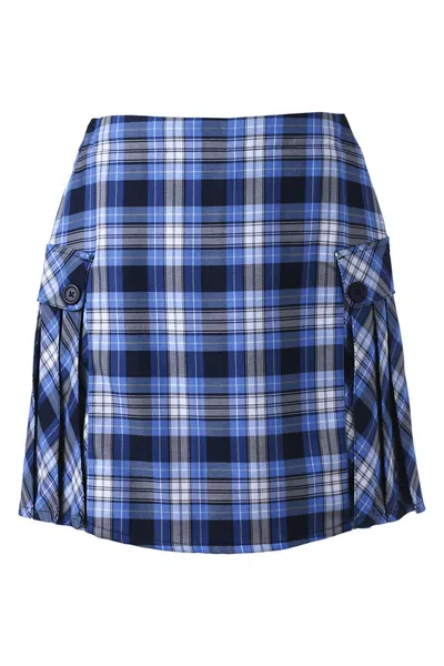 Lands' End School Uniform Women's Side Pleat Plaid Skort Above The Knee In Blue