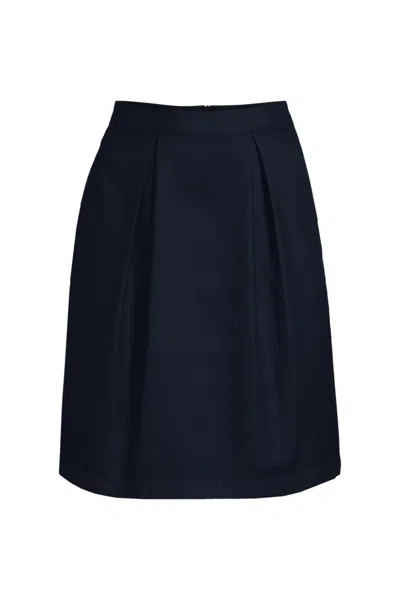 Lands' End School Uniform Women's Solid Pleated Skort Top Of Knee In Blue
