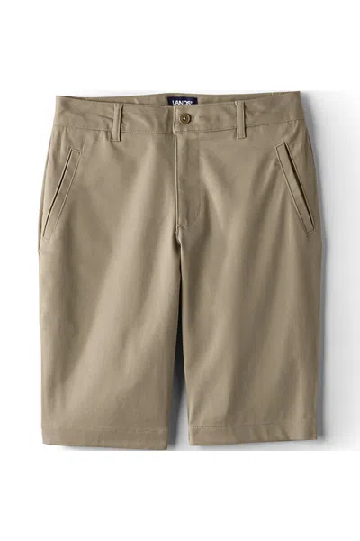 Lands' End School Uniform Women's Stretch Chino Bermuda Shorts In Brown